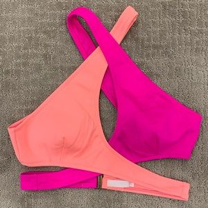 Victoria’s Secret Surf Wrap Halter Bikini Top Pink, Orange, Medium